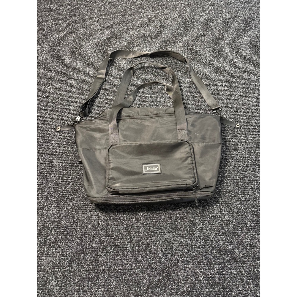 The Foldie Travel Duffel Bag Black Foldable Weekend Gym Carry On Trolley Sleeve